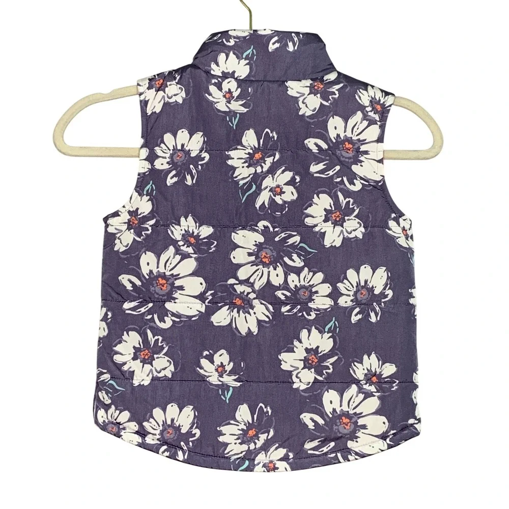 OshKosh B'gosh Kids Girls Floral Puffer Vest Coral Lining Size‎ 6 6X